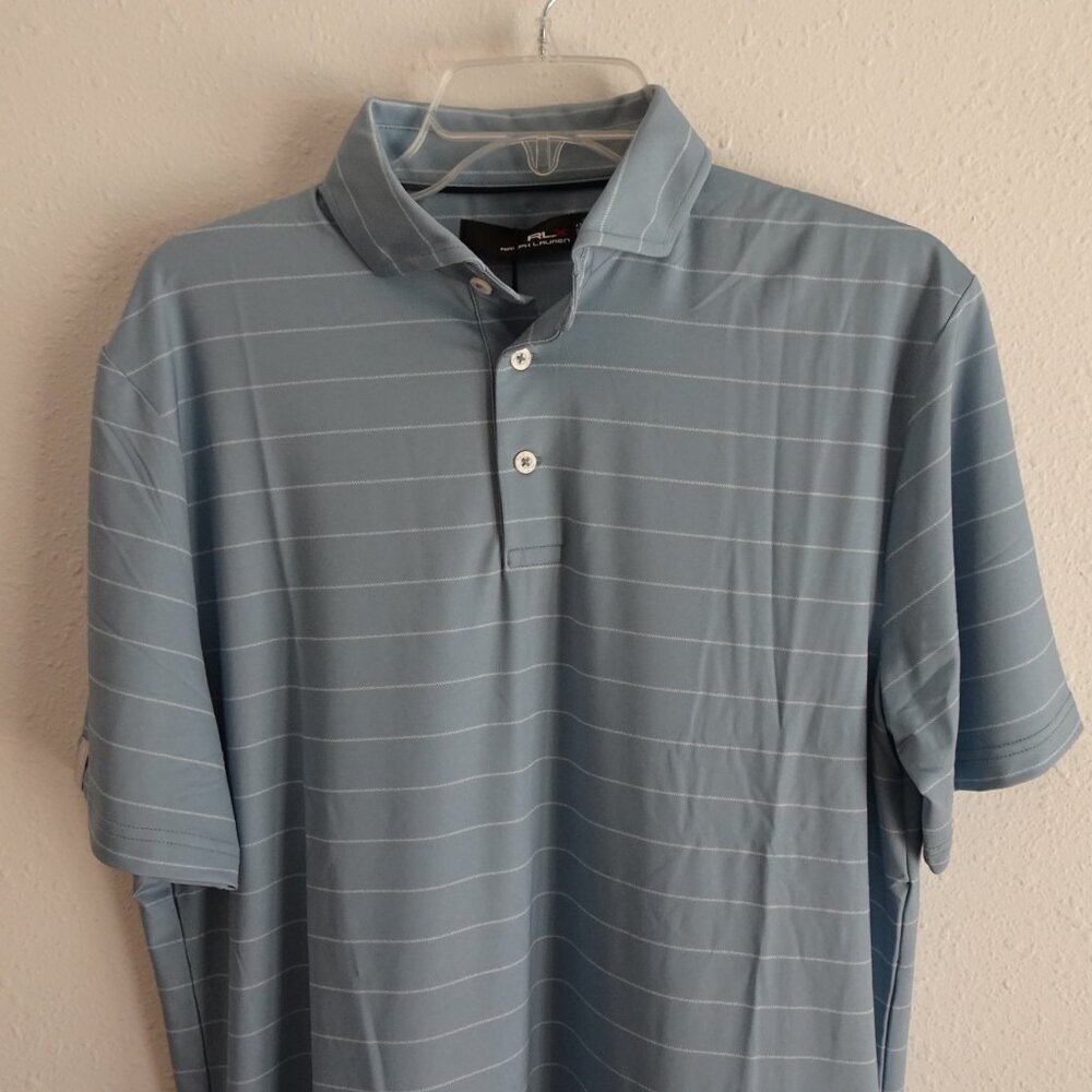 RLX Ralph Lauren Polo Shirt Men's Size S Blue Striped Wicking Golf Casual - Picture 2 of 9